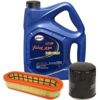 پک روغن تیبا ساینا کوییک بهران سوپر پیشتاز (SL 10W40) 4L + فیلتر روغن و فیلتر هوا