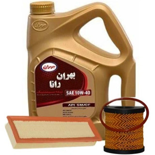 پکیج روغن موتور بهران رانا ۴ لیتر 10w40 SM مناسب پژو ۲۰۶ با فیلتر هوا کوتاه به همراه اکتان پومی
